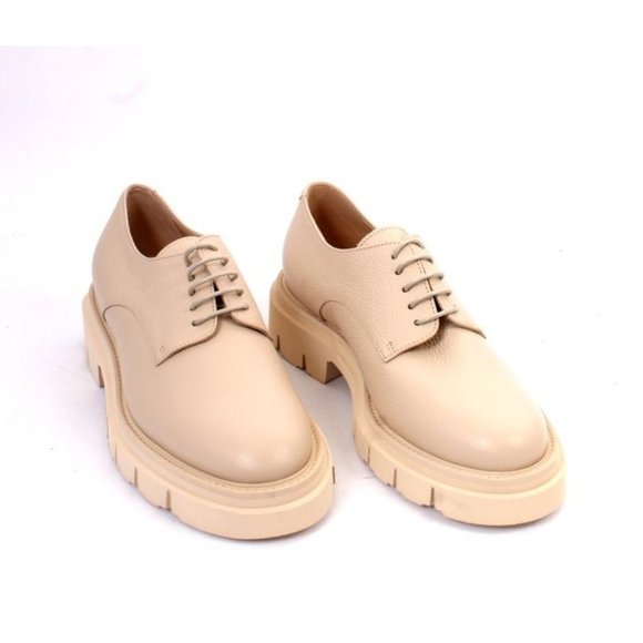 Luca Grossi 038H Beige Leather Lace-Up Platform Shoe - Picture 2 of 8